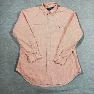 Ralph Lauren Shirt Mens 16 Pink Striped Dress Classic Fit Flesh Pony Button Down